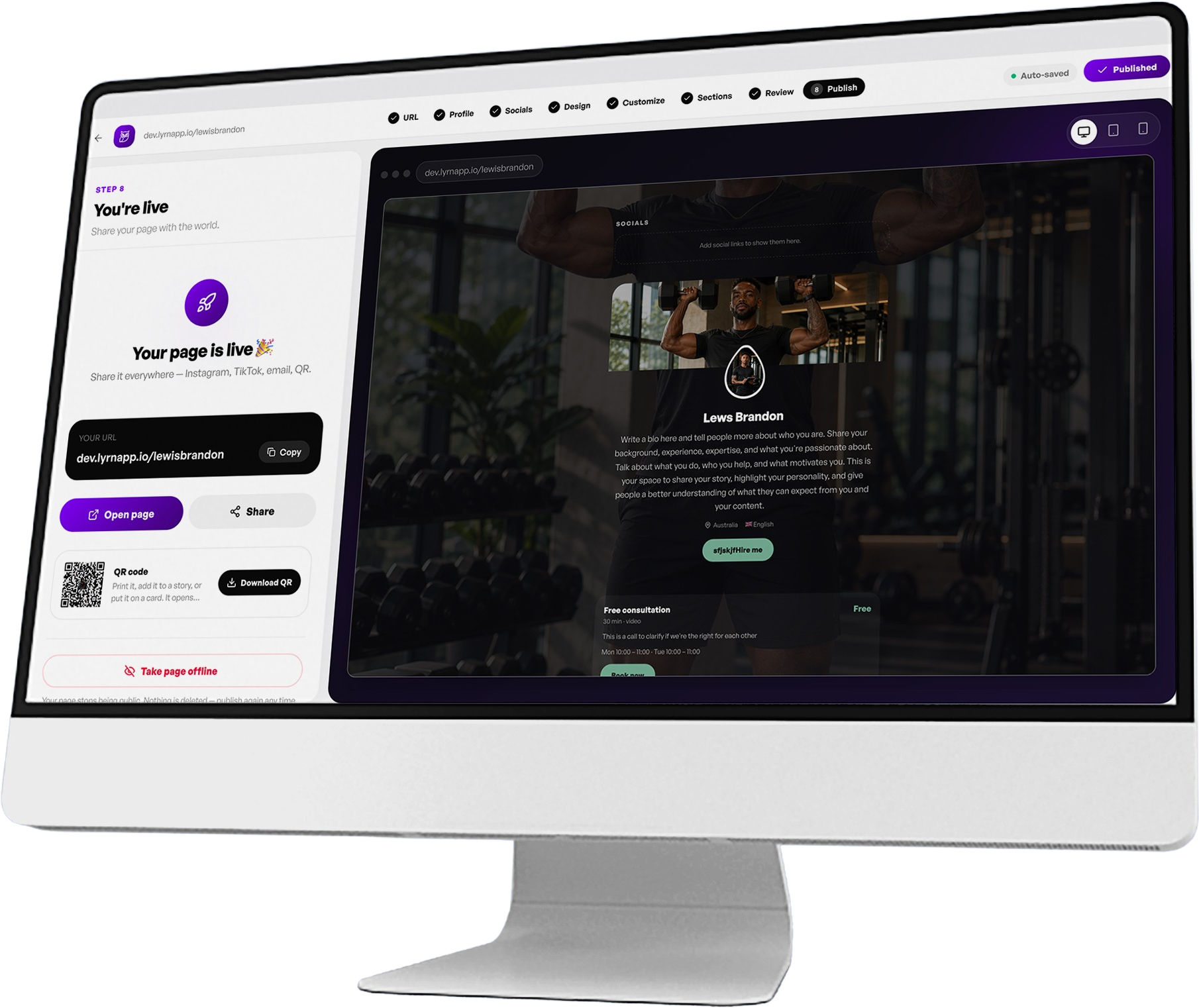Creator landing page builder